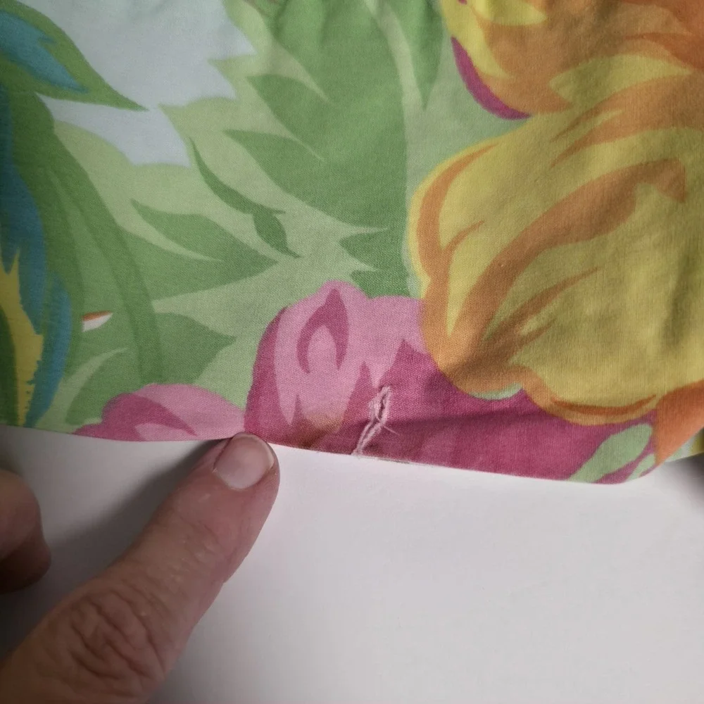 VTG Ralph Lauren Sandy Lane Tropical Hibiscus Pillowcase Pair Blue Pink Standard
